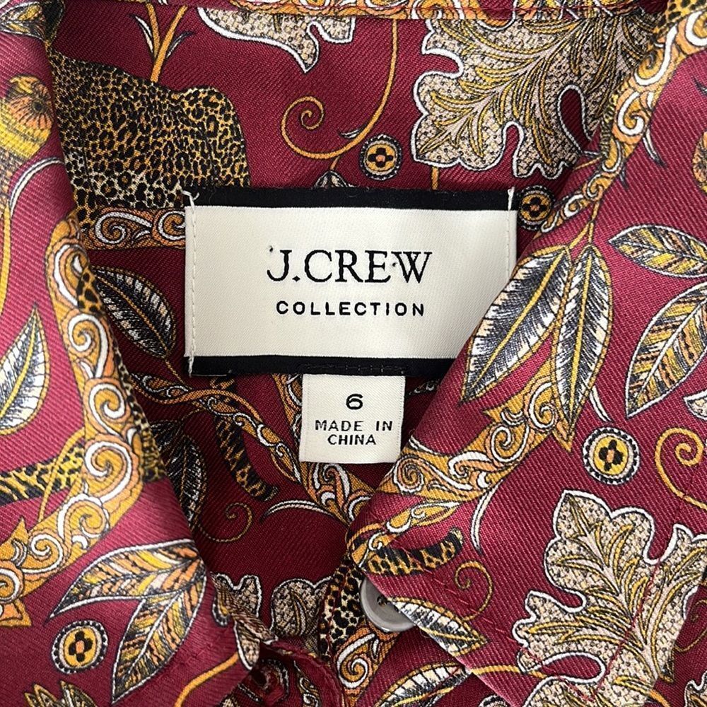 J Crew Silk Button Down Shirt Womens Size 6 Paisley Red Gold - Picture 7 of 8